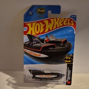 D4 Hot Wheels Batman Batboat Toy Vehicle - Black with Red Accents